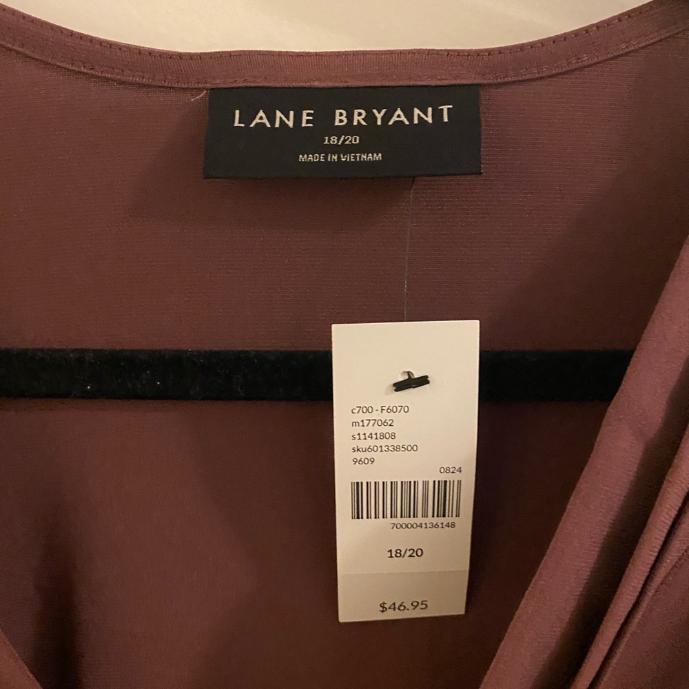 Lane Bryant Long Sleeve V-Neck Top - Dusty Rose - Picture 2 of 5